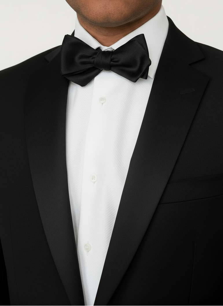 DAPPER ESSENTIALS - Black Self - Tie Diamond Point Bowtie