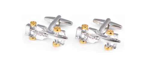 Silver and Gold Formula 1 Car Cufflinks