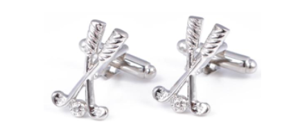 Silver Golf Clubs and Ball Cufflinks