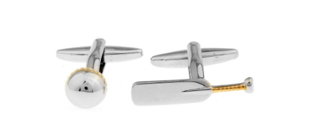 Silver and Gold Cricket Bat and Ball Cufflinks