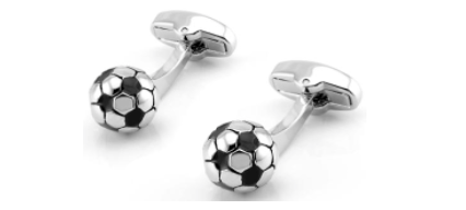 Silver and Black Spherical Football Cufflinks