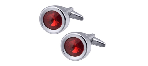 Shimmering Red stone effect circular Cufflinks