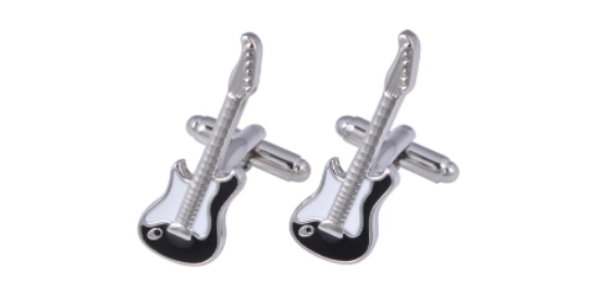 Silver and black and white Electric Guitar Cufflinks