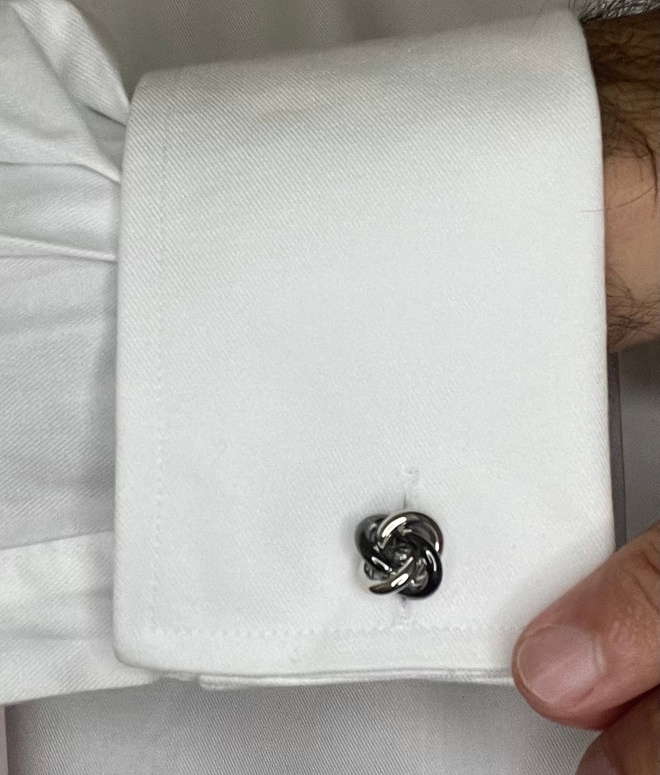 Silver and black coloured knot Cufflinks