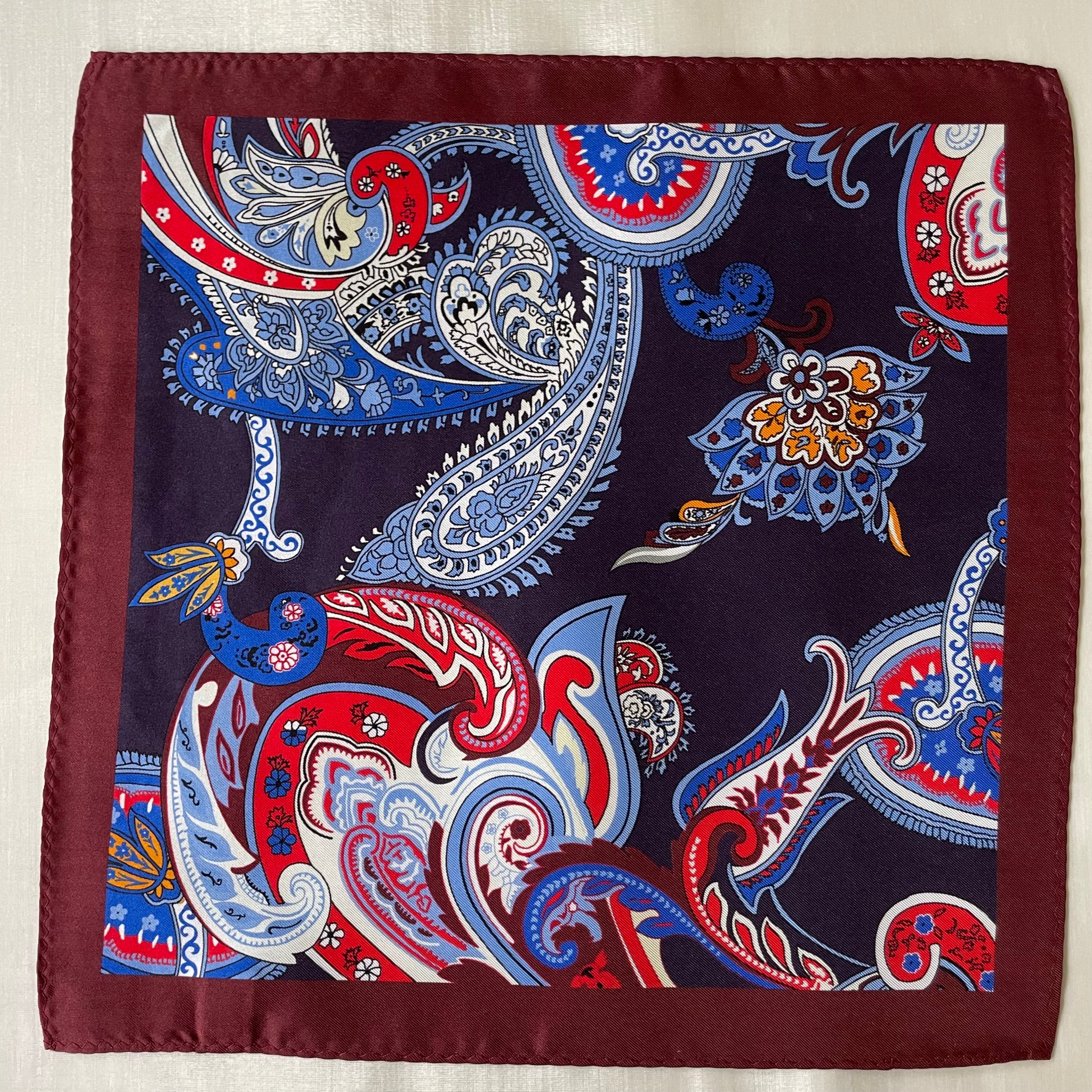 Red & Maroon Abstract Bordered Pocket Squares