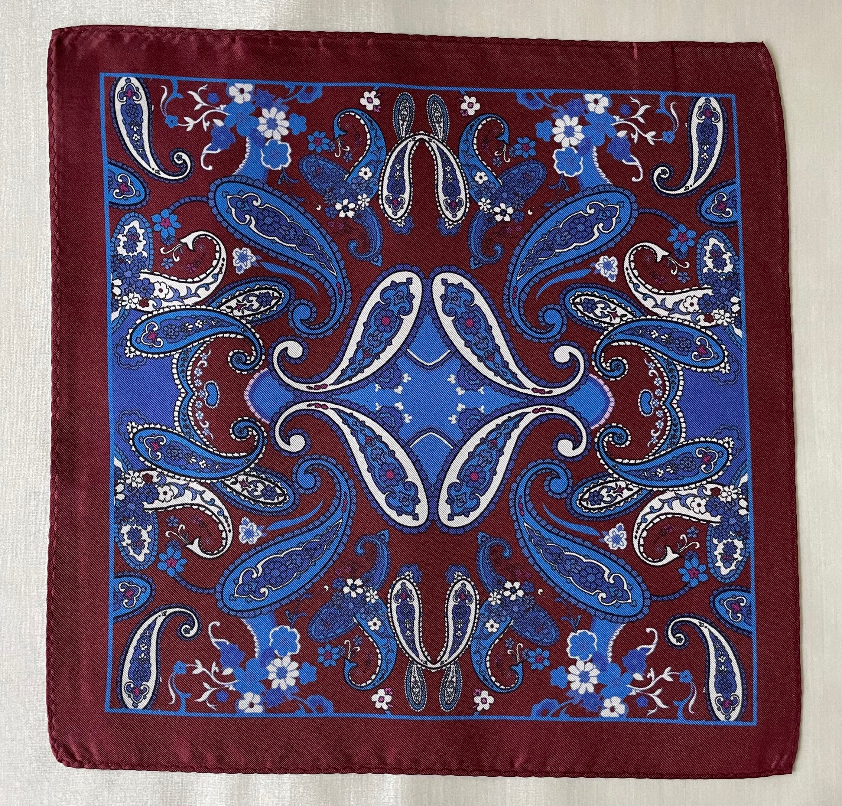 Maroon Floral Bordered Pocket Squares