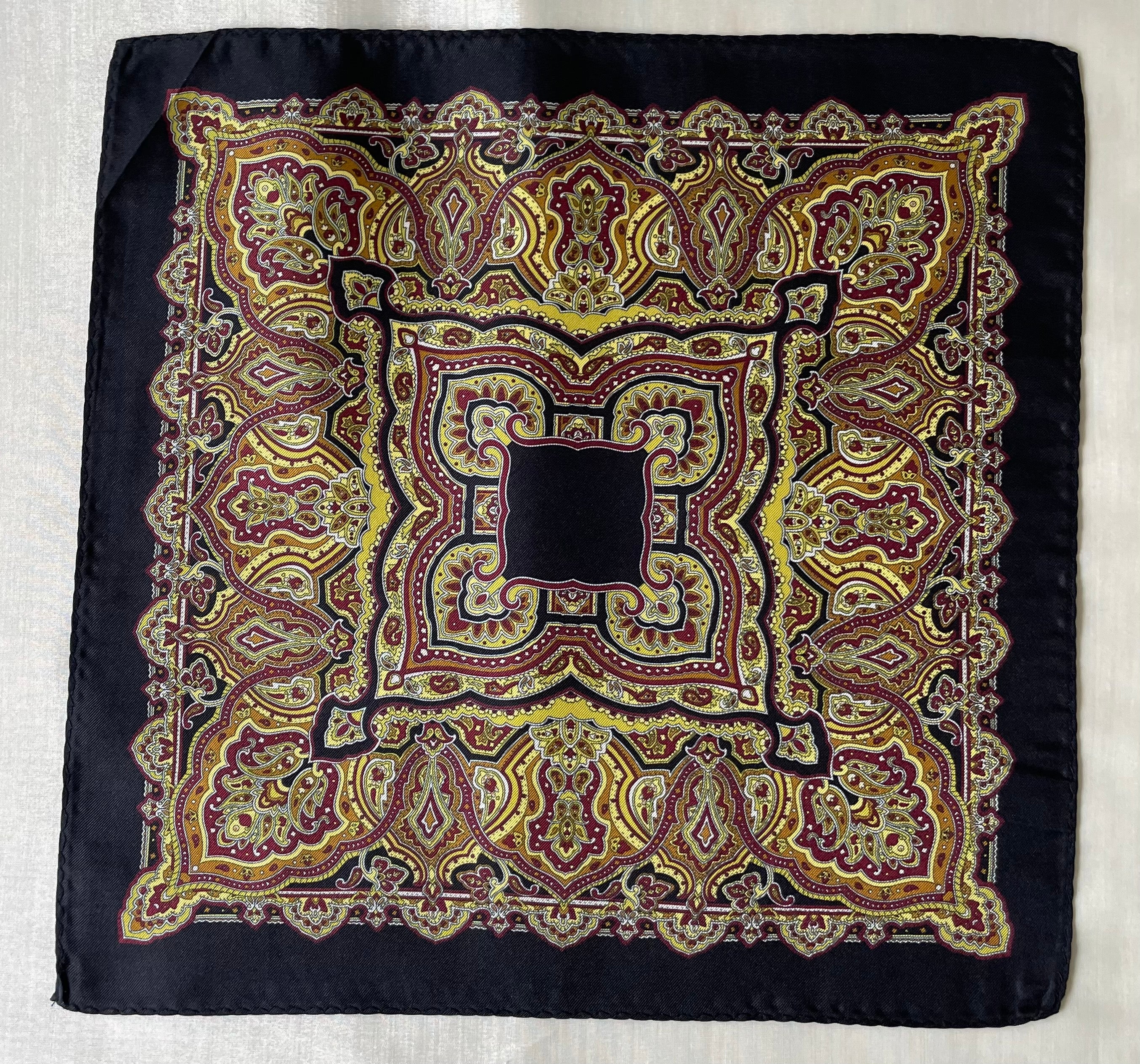 Black Abstract Pocket Squares with Border