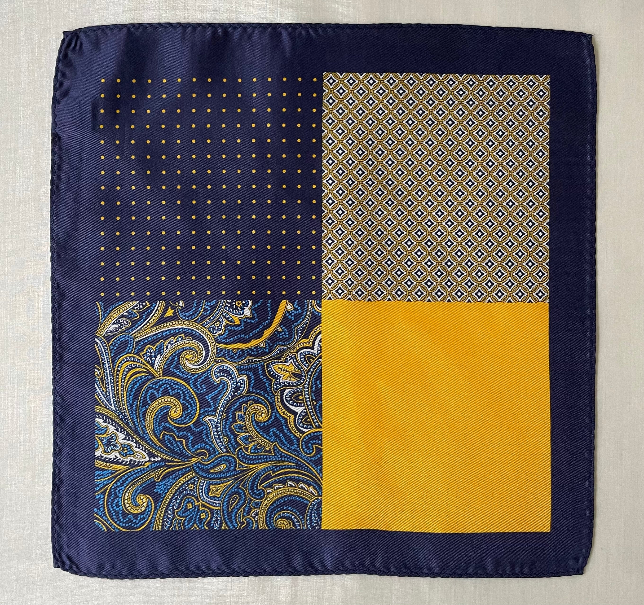 Navy Blue Columns Pocket Squares with Border