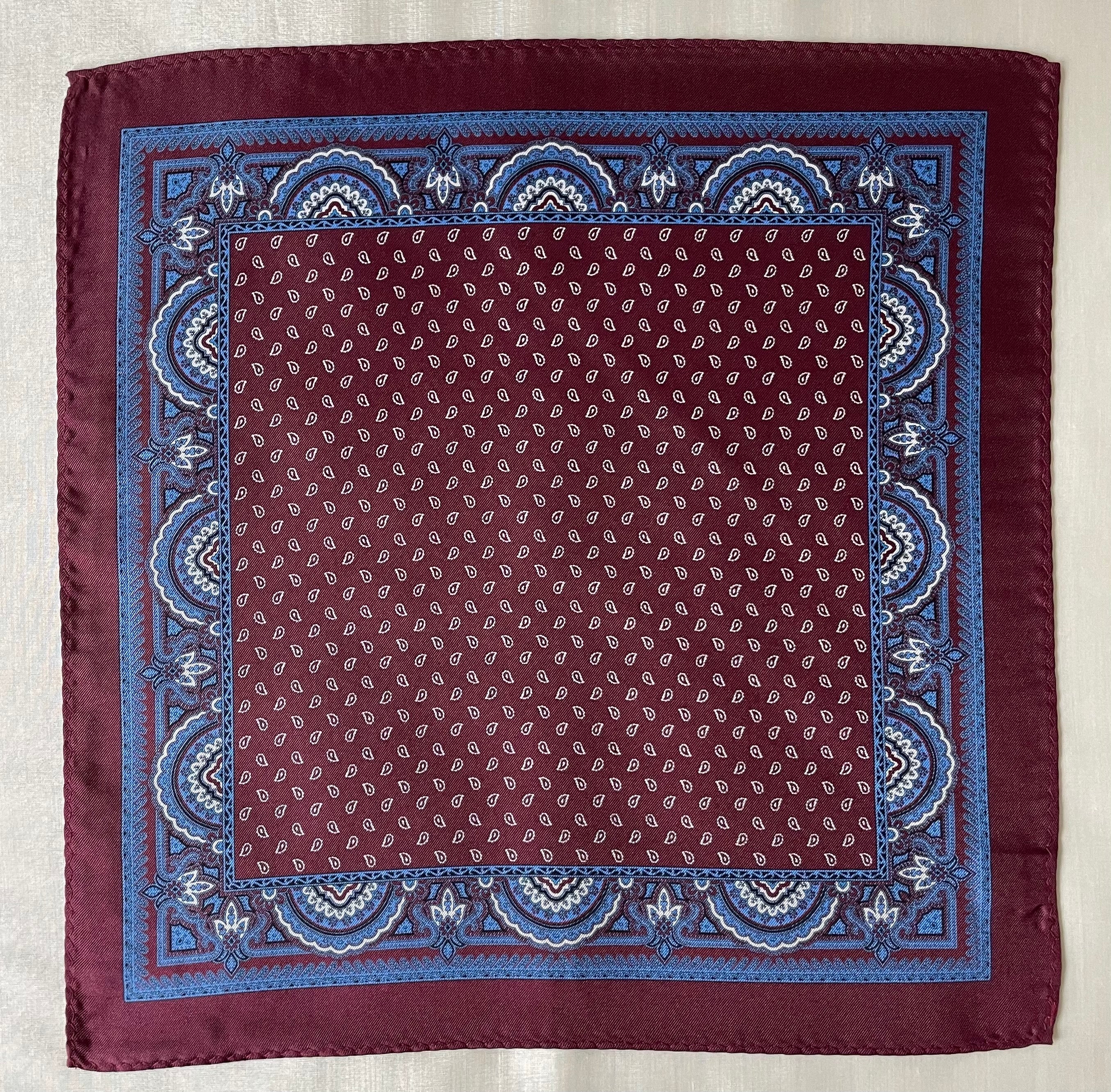 Maroon Dotted Pocket Squares with Border