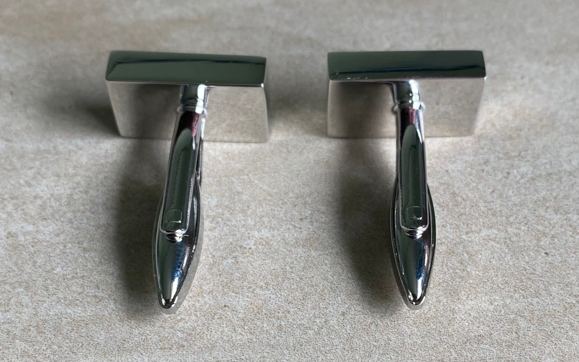 Brushed chrome bar with black insert Cufflinks