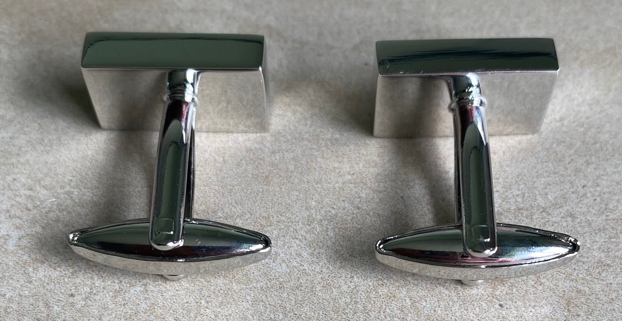 Brushed chrome bar with black insert Cufflinks