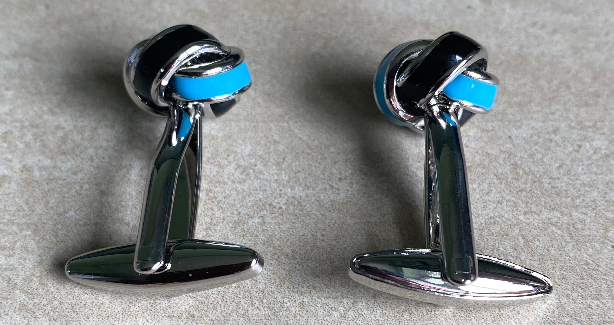 Blue and black knot cufflinks