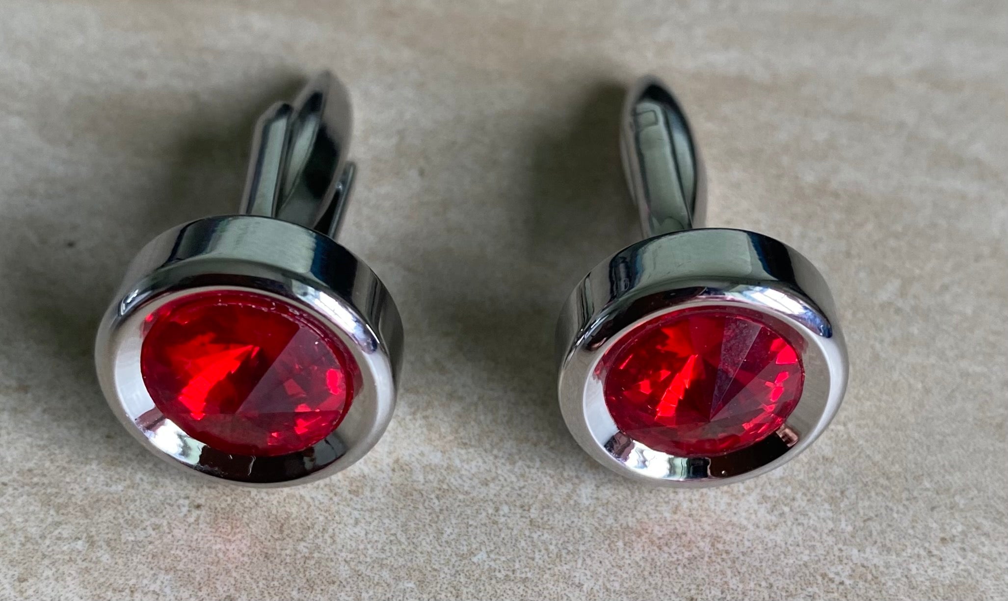 Shimmering Red stone effect circular Cufflinks