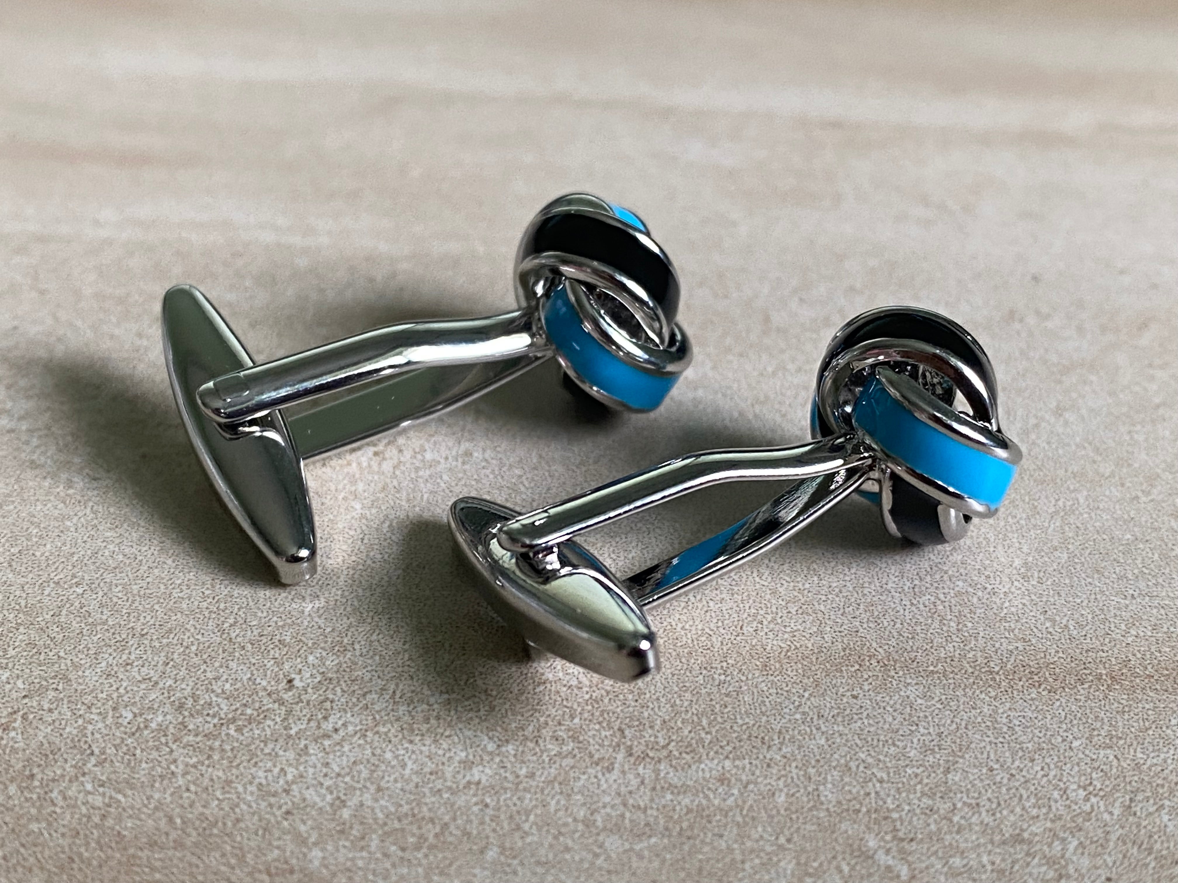 Blue and black knot cufflinks