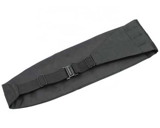 DAPPER ESSENTIALS - Black Satin Luxury Cummerbund With Velcro Straps
