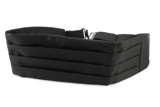 DAPPER ESSENTIALS - Black Satin Luxury Cummerbund With Velcro Straps