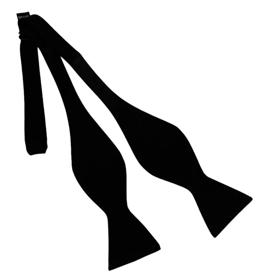 DAPPER ESSENTIALS - Black Self - Tie Standard Butterfly Bowtie
