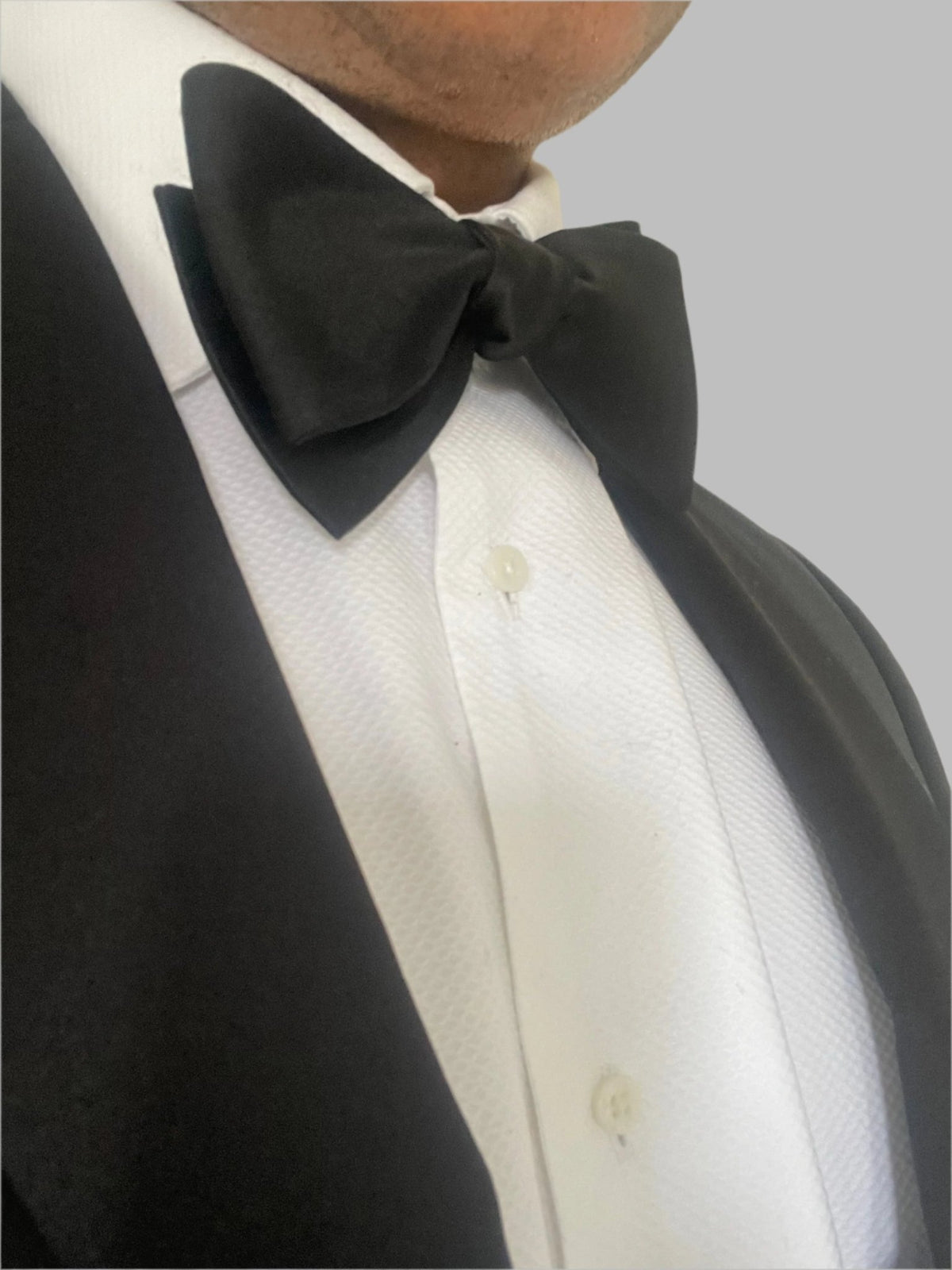 DAPPER ESSENTIALS - Black Self - Tie Standard Butterfly Bowtie