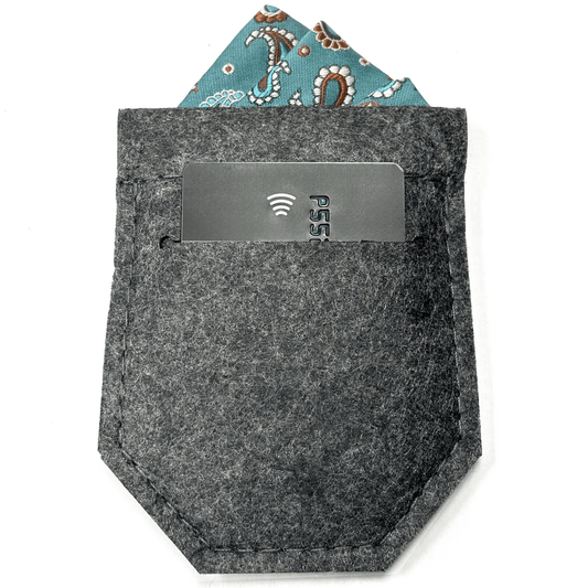 DAPPER ESSENTIALS - Felt Pocket Square Holder With Card Pocket - Smart Accessory for Pocket Square